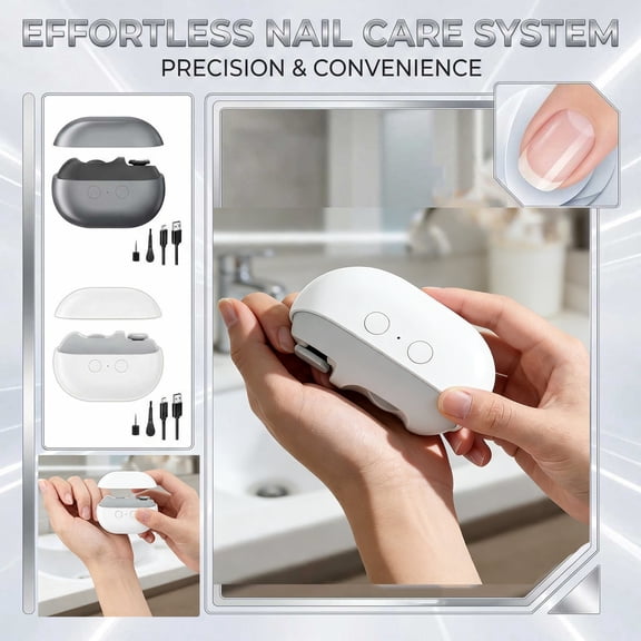 Designed specifically for seniors and those with thick nails | Easy Clip 3-in-1 Electric Nail Clipper, intelligent automatic trimming and filing device, with LED lighting and safety guard.