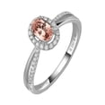 thumbnail image 1 of Designer 1.50 Carat Oval Cut Morganite And Diamond Moissanite Engagement Ring In 14K White Gold Morganite And Diamond Engagement Ring, 1 of 2