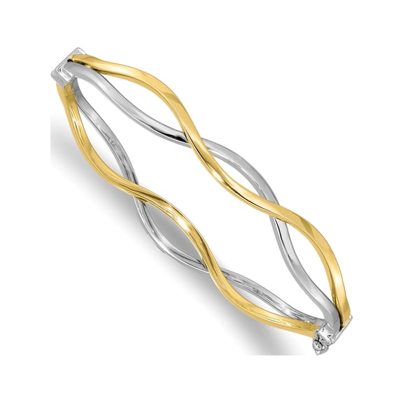 Jewelry by Sweet Pea 10K w/ White Rhodium Polished Twisted Bangle Bracelet