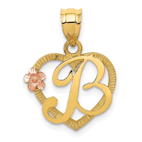 Jewelry by Sweet Pea 14K Two-tone Two-Tone Heart Letter B Initial Pendant