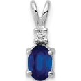 thumbnail image 1 of Designer 14K White Gold 6X4mm Oval Sapphire Aa Diamond Pendant (Length=13) (Width=6) Made In United States, 1 of 2