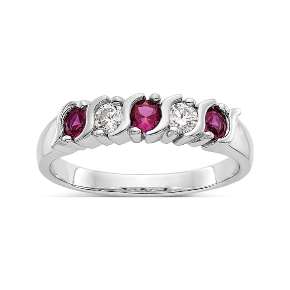 Designer 14K White Gold Diamond With Ruby Band Made In India -Jewelry By Sweet Pea Creations