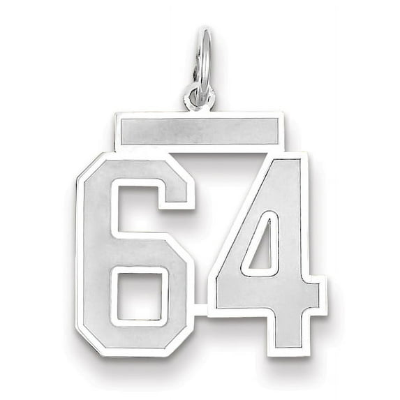 Designer 14K White Gold Wg Medium Satin Number 64 Charm Made In United States -Jewelry By Sweet Pea Creations