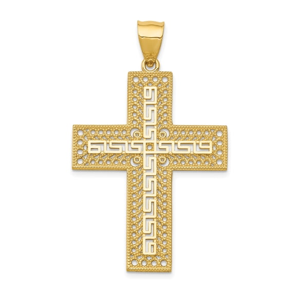 Jewelry by Sweet Pea 14K Yellow Gold Greek Key Filigree Cross Pendant