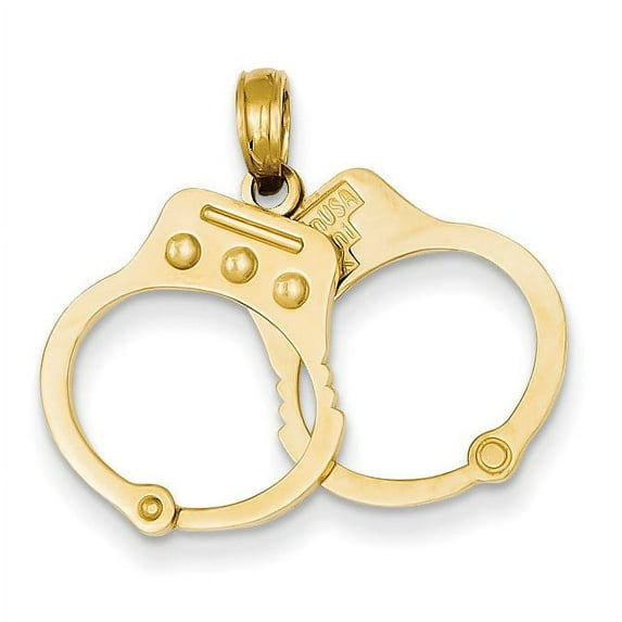 Designer 14K Yellow Gold Handcuffs Pendant (Length=22) (Width=20) Made In Peru -Jewelry By Sweet Pea Creations
