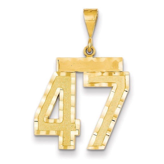 Designer 14K Yellow Gold Large Diamond-Cut Number 47 Charm Made In United States -Jewelry By Sweet Pea Creations