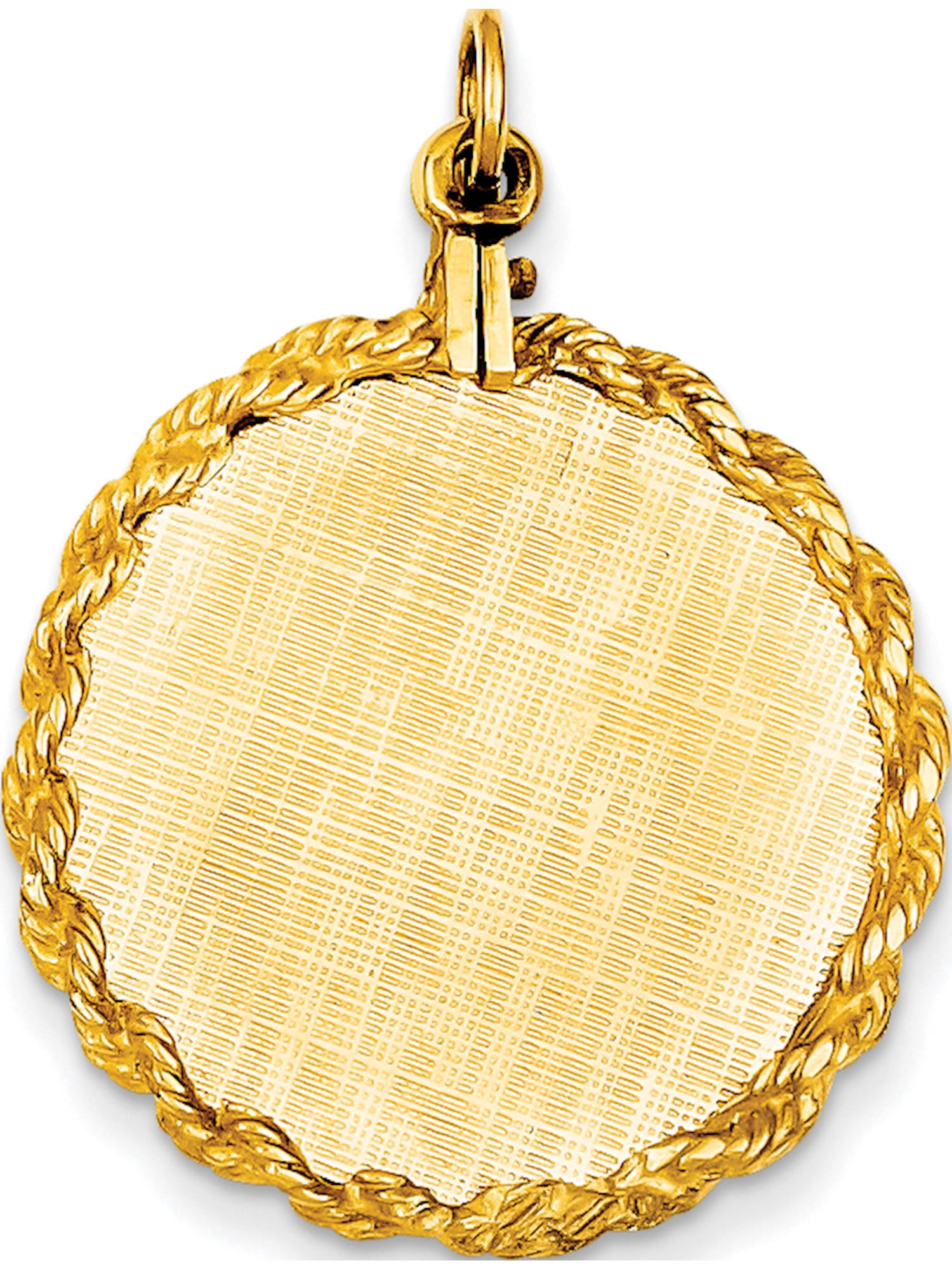 10k Yellow Gold Circular Engravable Disc Charm Pendant - 26x19mm, No Chain Included, Polished & Hypoallergenic