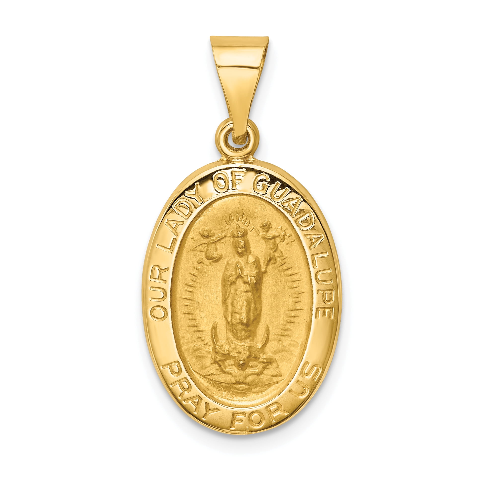 Designer 14K Yellow Gold Polished And Satin Our Lady Of Guadalupe Medal ...