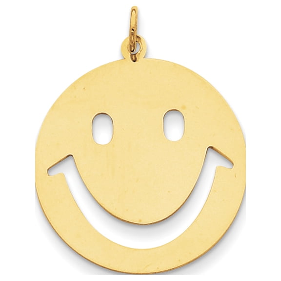 Designer 14K Yellow Gold Smiley Face Charm (Length=30) (Width=25) Made In United States -Jewelry By Sweet Pea Creations