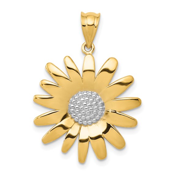 Jewelry by Sweet Pea 14K and White Rhodium Sunflower Pendant