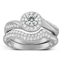 Designer 2.50 Carat Round Diamond Moissanite Bridal Ring Set on 10k White Gold