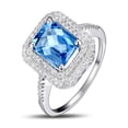 thumbnail image 1 of Designer 2 Carat emerald cut Sapphire and Diamond Double Halo Engagement Ring for Women, 1 of 4