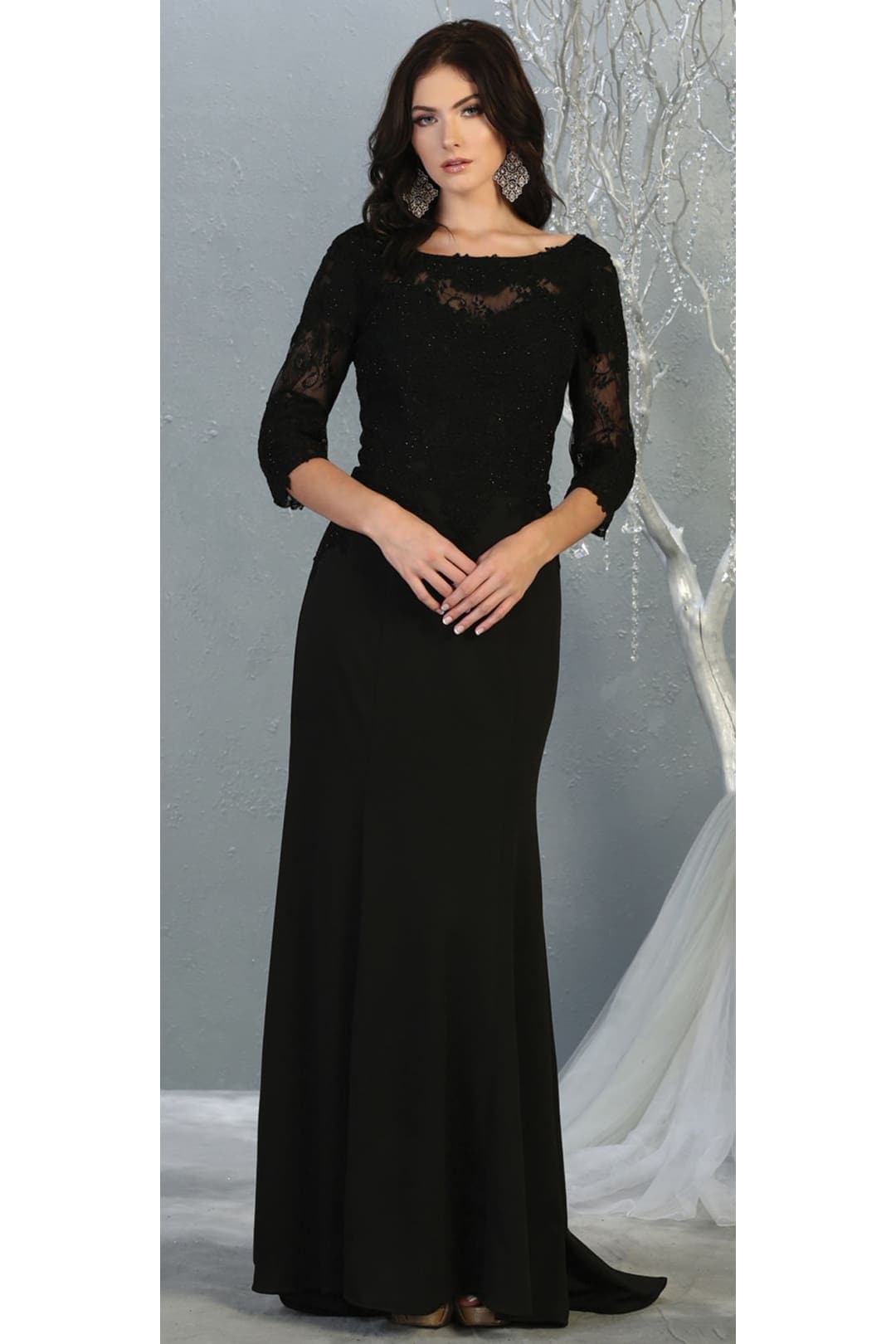 Everleigh Women's Elegant  Floral  Lace Boat Neck 3/4 sleeve Midi Dress main image 0