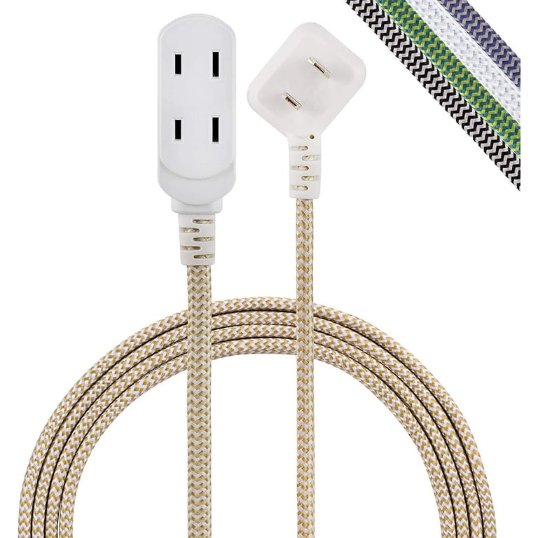 High quality White & Gold Wall Outlet Extension Cord