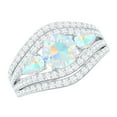 thumbnail image 1 of Rosec Jewels Real Ethiopian Opal 3 Stone Engagement Ring for Women - Statement Ring - AAA Quality - with Jewelry Box, 10K White Gold, US 3.50, 1 of 9