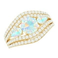 thumbnail image 1 of Rosec Jewels Real Ethiopian Opal 3 Stone Engagement Ring for Women - Statement Ring - AAA Quality - with Jewelry Box, 10K Yellow Gold, US 6.00, 1 of 9