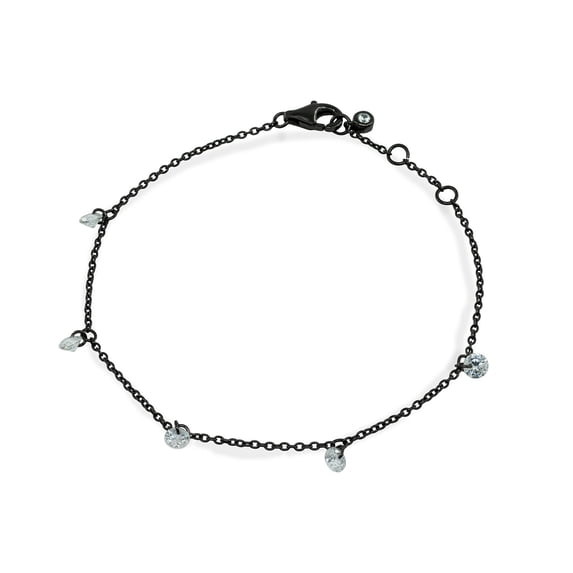 Designer .925 Sterling Silver Mini Midnight CZ Bracelet dipped in Black Rhodium