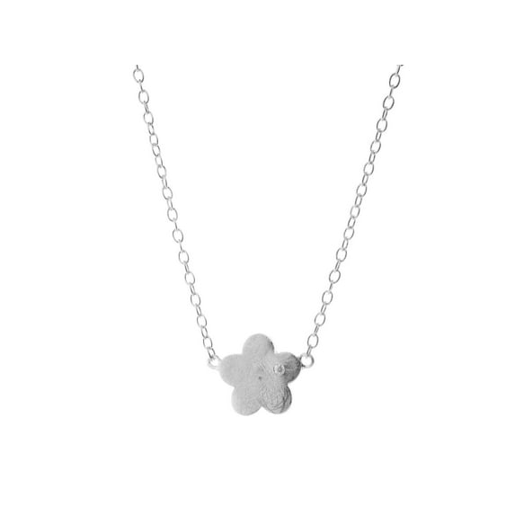 Designer .925 Sterling Silver Satin Graffiato Flower Pendant Necklace, 16"