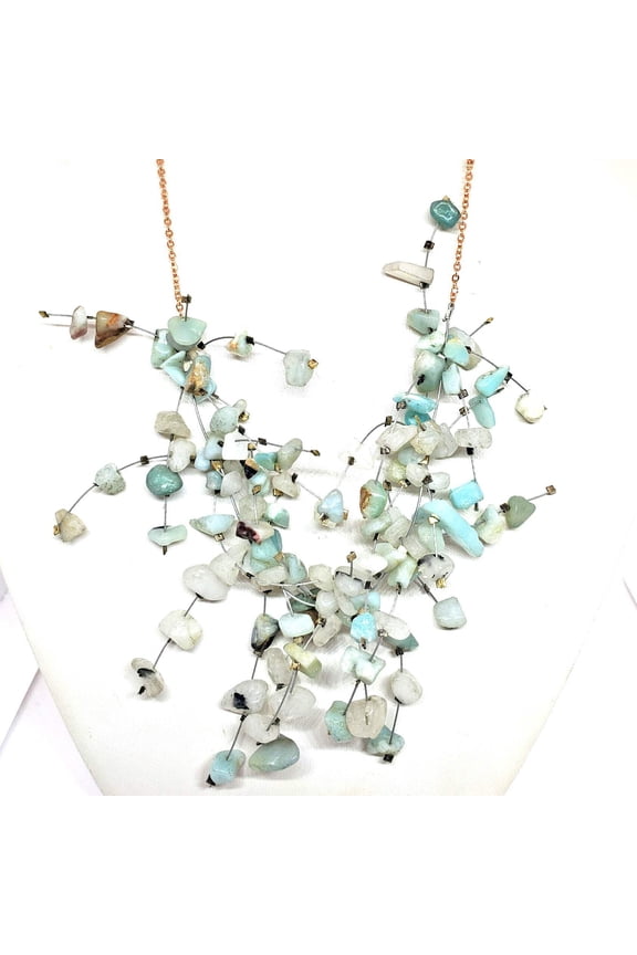 Designer Amazonite Spray Necklace on Rose Gold Chain