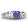 thumbnail image 1 of Designer Amethyst Diamond Cocktail Ring In Solid 14k White Gold, 1 of 6