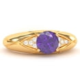 thumbnail image 1 of Designer Amethyst Diamond Cocktail Ring In Solid 14k Yellow Gold, 1 of 6