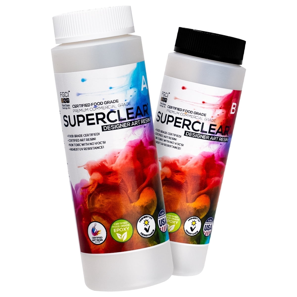 Superclear Designer Art Resin 1 Pint Kit, Clear Epoxy for Crafts, Jewelry, Wood Art, and Decor, Bubble Free High Gloss Finish, Food Safe, Made in the USA