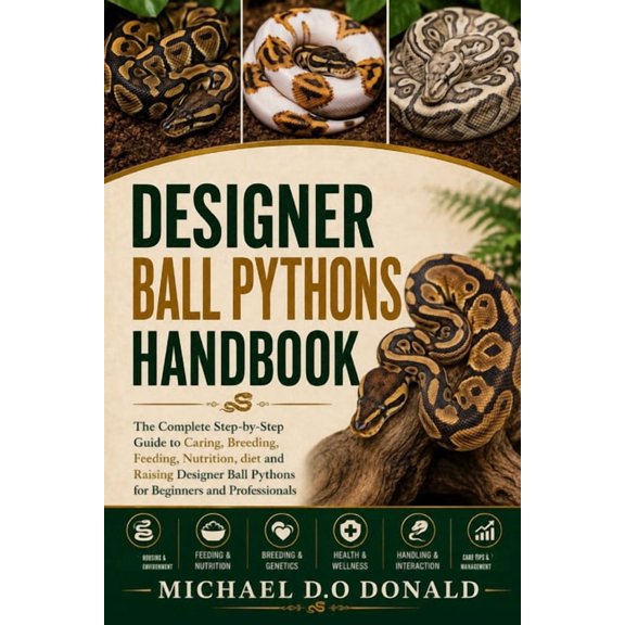 Designer Ball Pythons Handbook: The Complete Step-by-Step Guide to Caring, Breeding, Feeding, Nutrition, diet and Raisin, (Paperback)