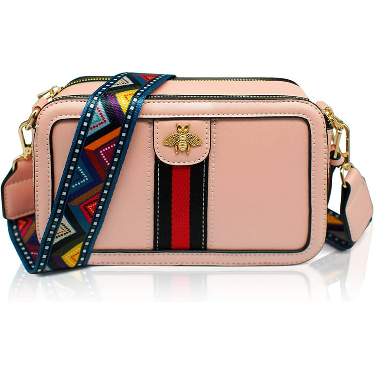 Gucci Bee-embroidered Leather Cross-body Bag in Black