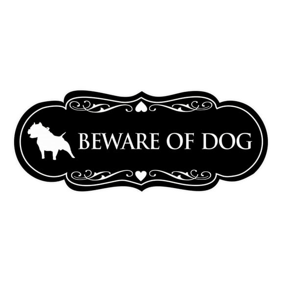 Designer Beware of Dog Sign(Black) - Medium