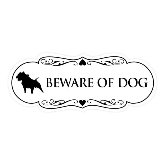 Designer Beware of Dog Sign(White) - Large