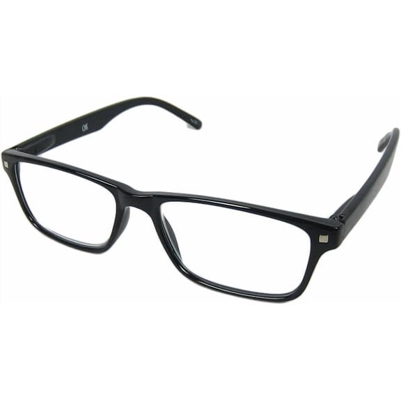 Designer Black Geek Reading Glasses  Lightweight Full-Rim Plastic Frame  Unisex Readers