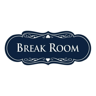 Designer Break Room Sign(Navy Blue / White) - Medium