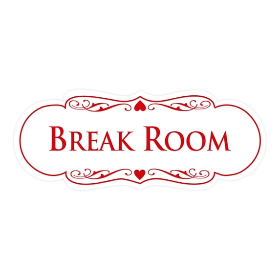 Designer Break Room Sign(White/Red) - Large