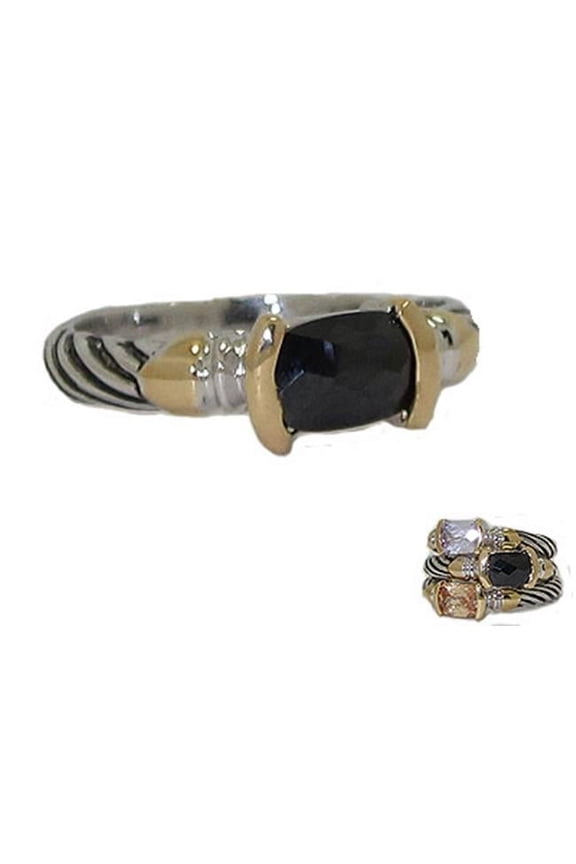 Designer Cable Stackable Ring Jet Black
