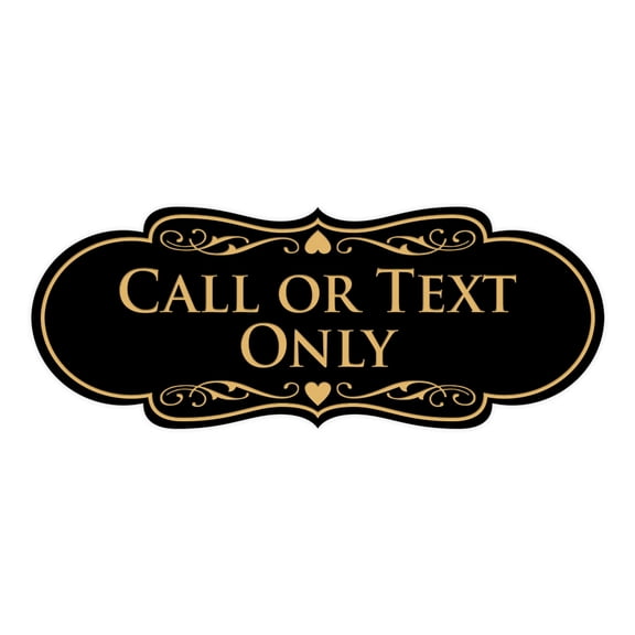 Designer Call Or Text Only Sign (Black Gold) - Medium