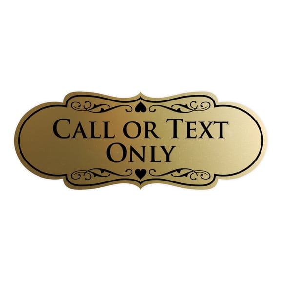 Designer Call Or Text Only Sign (Brushed Gold) - Medium
