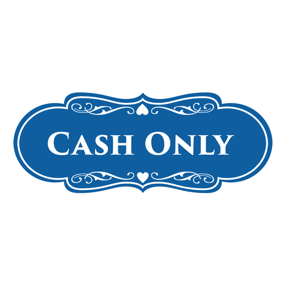 Designer Cash Only Sign (Blue) - Large