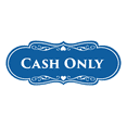 thumbnail image 1 of Designer Cash Only Sign (Blue) - Small, 1 of 5
