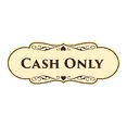 thumbnail image 1 of Designer Cash Only Sign (Ivory/Dark Brown) - Medium, 1 of 5