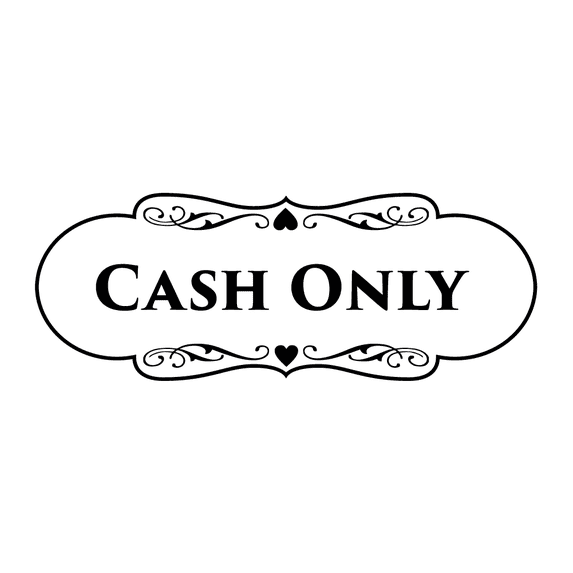 Designer Cash Only Sign (White) - Large