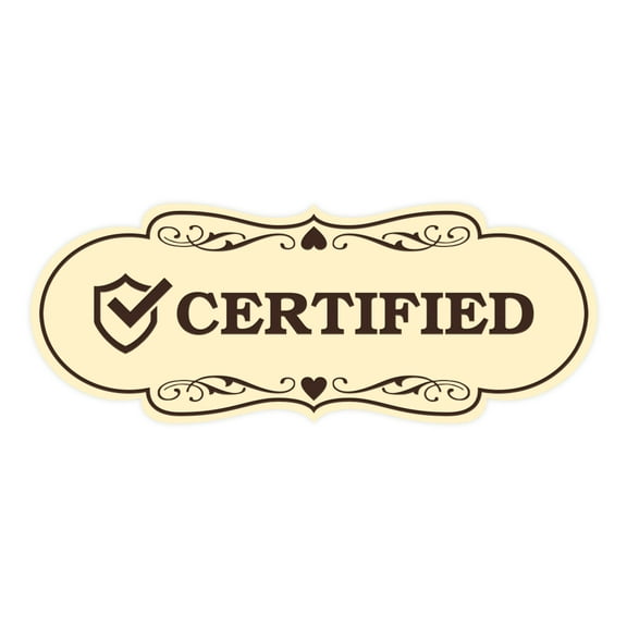 Designer Certified Sign (Ivory/Dark Brown) - Large