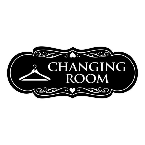 Designer Changing Room Sign (Black) - Small