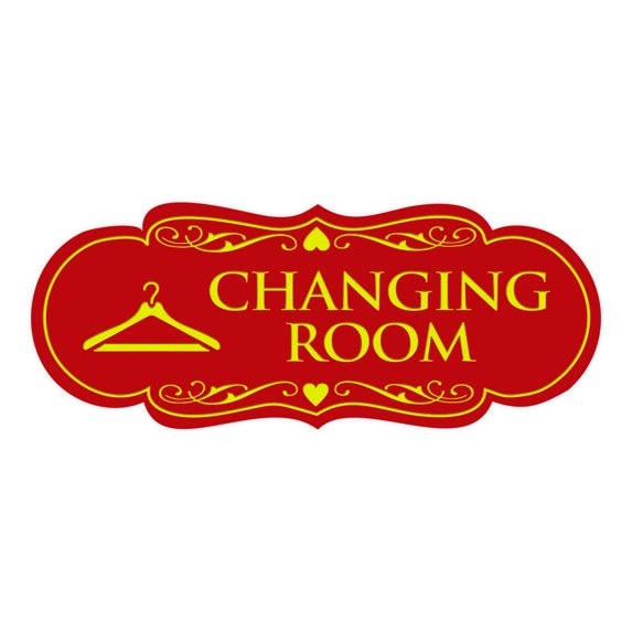 Designer Changing Room Sign (Red/Yellow) - Medium