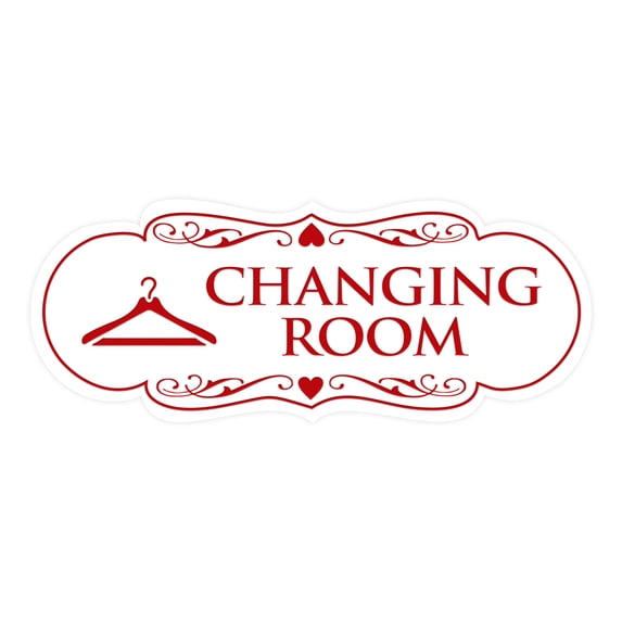 Designer Changing Room Sign (White/Red) - Medium