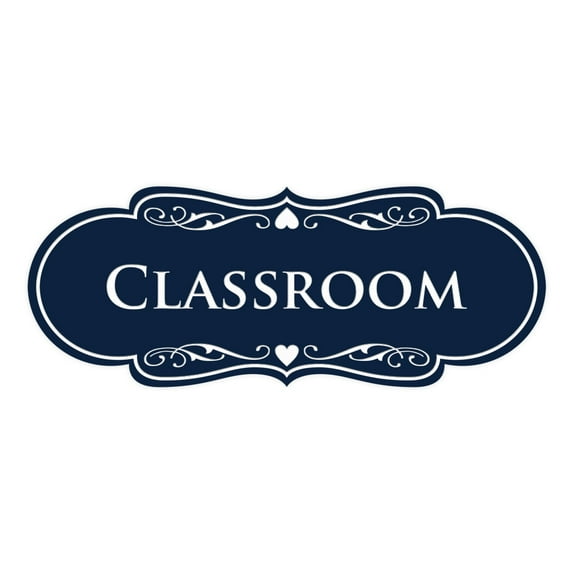 Designer Classroom Sign (Navy Blue / White) - Small