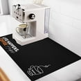 thumbnail image 1 of Designer Coffee Bar Mat, Small 12 x 19 Inches, Rubber Backing, Absorbent Coffee Maker Mats for Dish Drying, Kitchen Countertop, Life Happens Coffee Helps, Black, 1 of 8