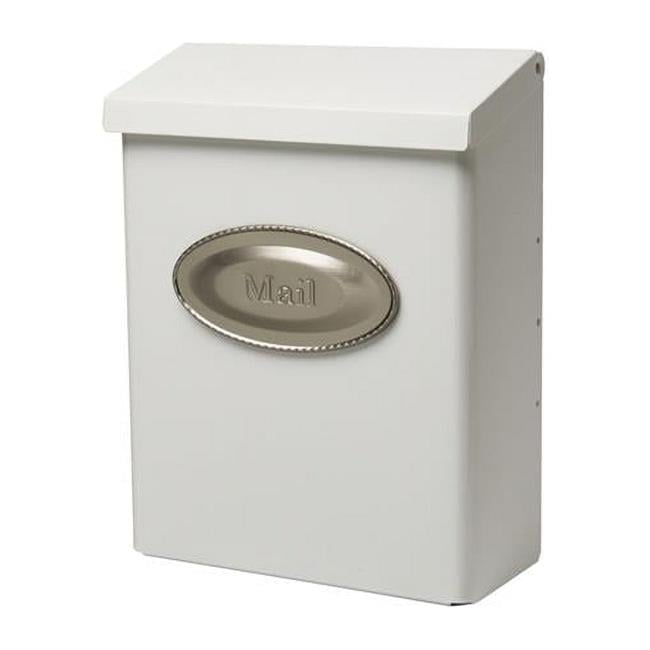 Medium White Powder-Coated Steel Wall Mount Mailbox