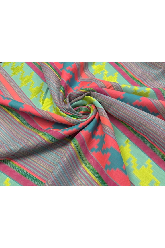 Designer Cotton Abstract Stripe Fabric (Pink)