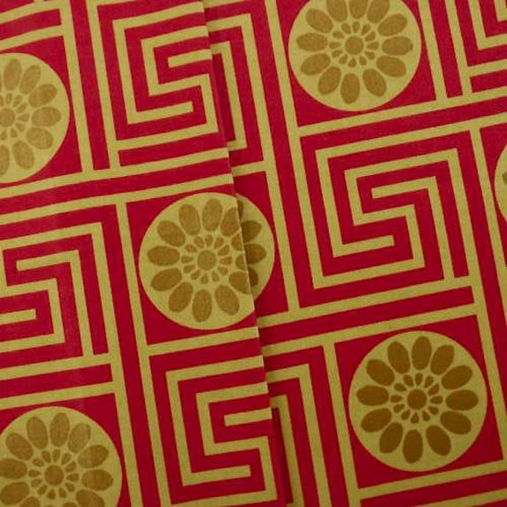 Designer Cotton Key Red/Beige King Maze Print Red Home Decorating Fabric, Fabric By the Yard