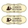 thumbnail image 1 of Designer Cowgirls and Cowboys Novelty Restroom Signs, Set of 2 (Ivory/Dark Brown) - Medium, 1 of 5